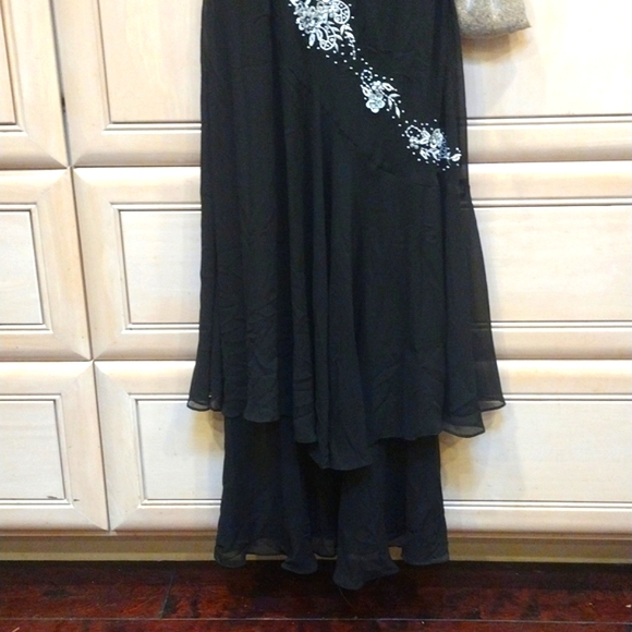 🖤 Y2K Black Beaded Sequin Rhinestone Silk/ Sheath/ Bias Cut Dress - Picture 9 of 16